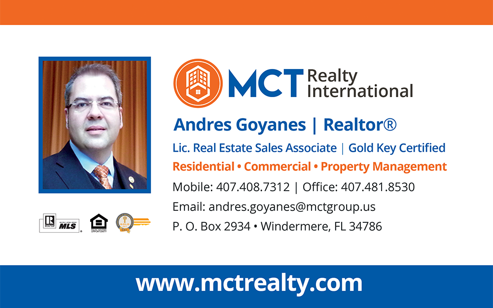 Andres Goyanes REALTOR® at MCT Realty International | 8142 St Albans Dr, Orlando, FL 32835, USA | Phone: (407) 408-7312