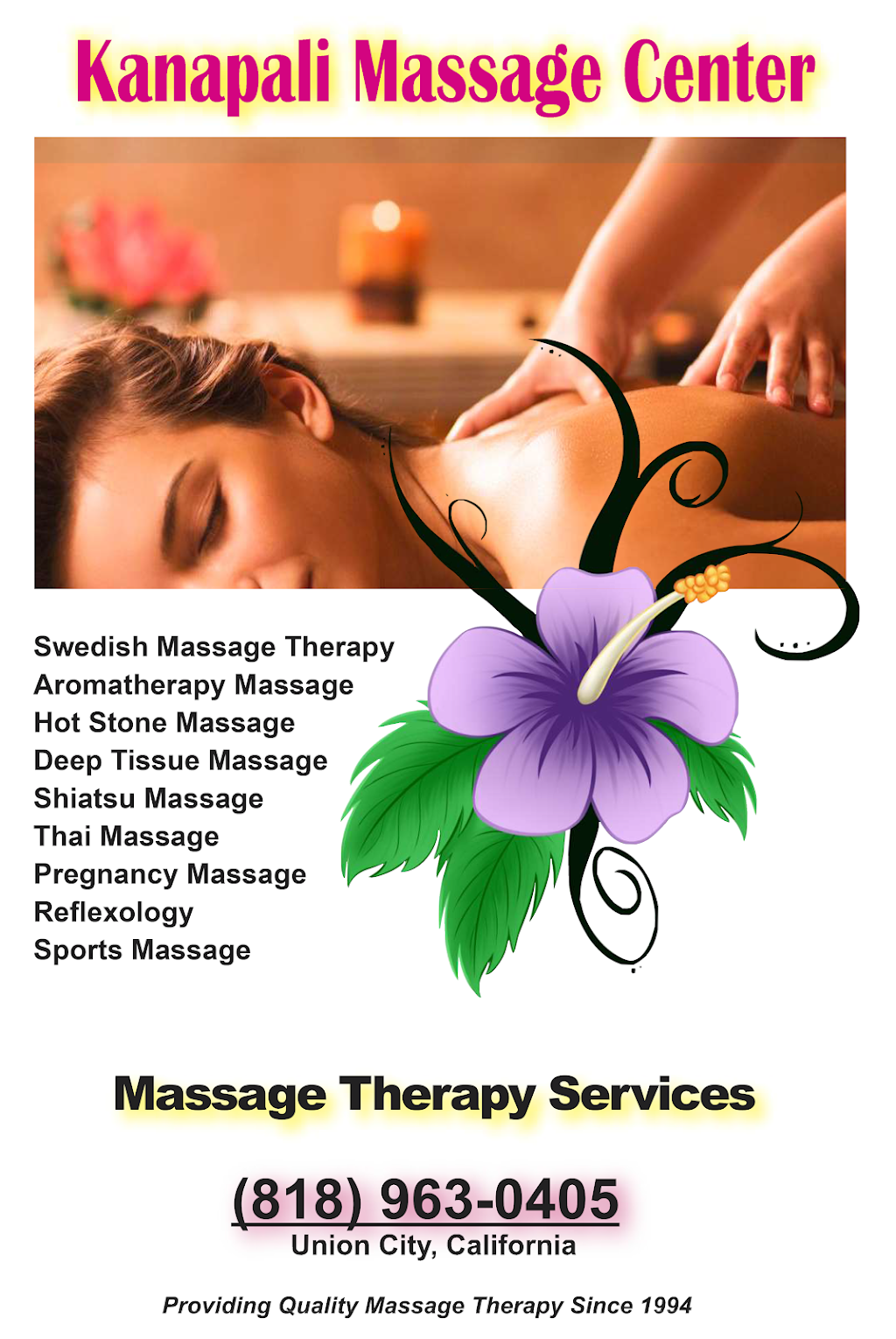 Kanapali Massage Center | 4154 Glenwood Terrace, Union City, CA 94587, USA | Phone: (818) 963-0405