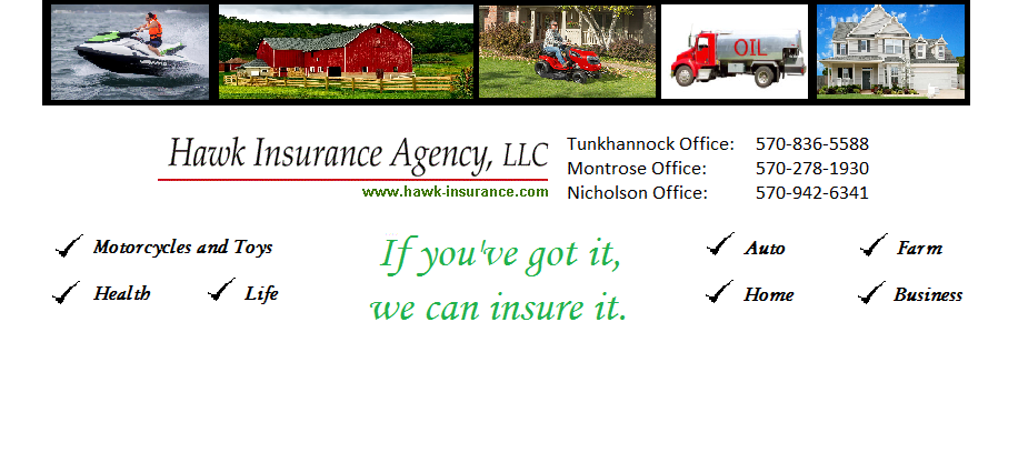 Hawk Insurance Agency LLC | 53 State St, Nicholson, PA 18446, USA | Phone: (570) 942-6341