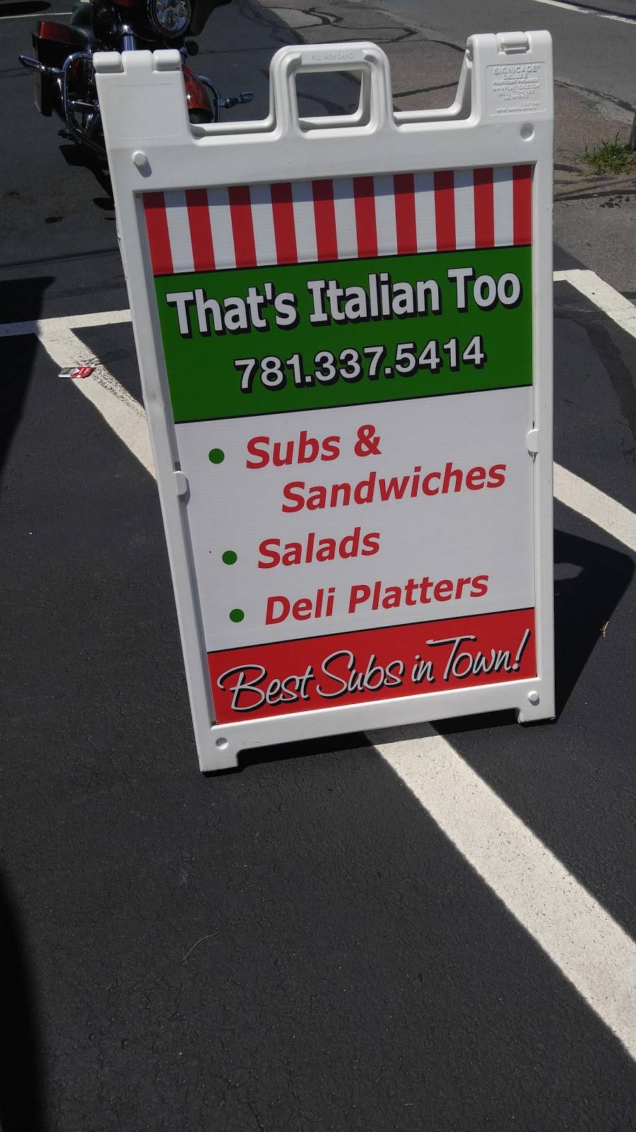 Thats Italian Too | 957 Washington St, Weymouth, MA 02189, USA | Phone: (781) 337-5414