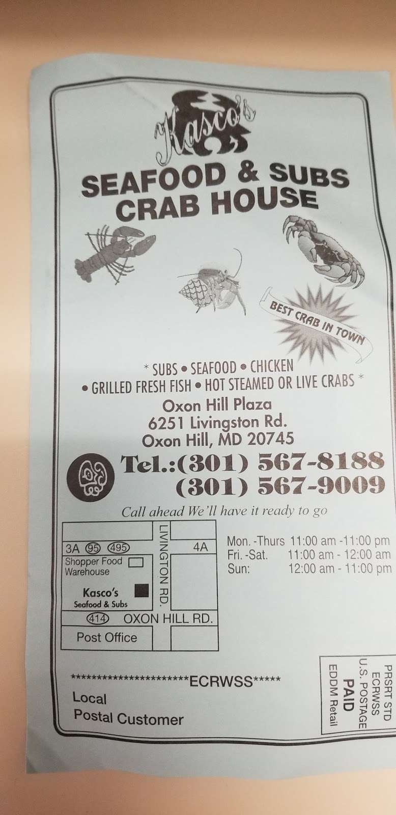 Seafood & Subs Crab House | 6251 Livingston Rd, Oxon Hill, MD 20745, USA | Phone: (301) 567-8188