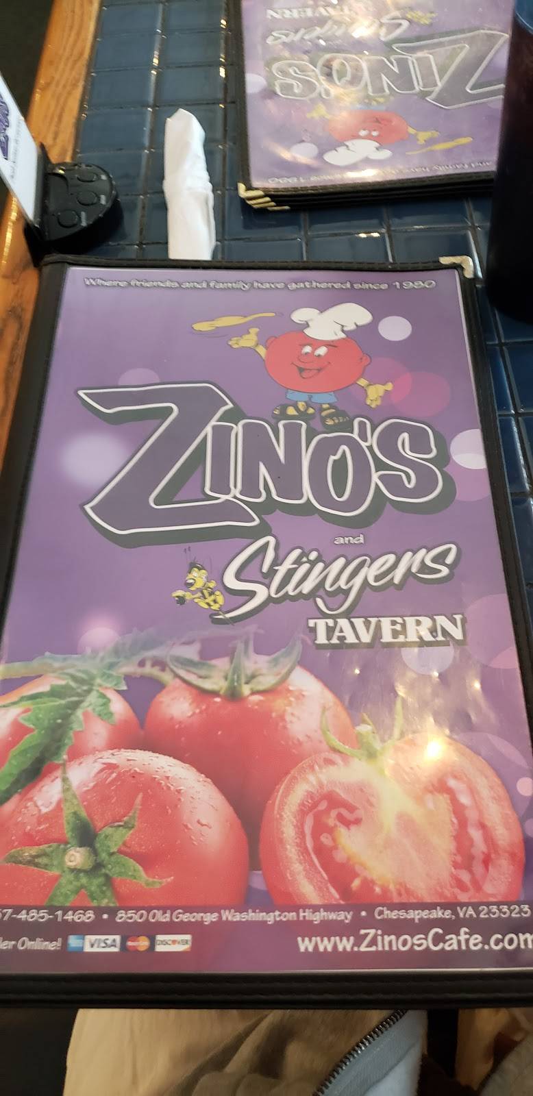 Zinos Cafe & Tavern | 850 Old George Washington Hwy N, Chesapeake, VA 23323, USA | Phone: (757) 485-1468