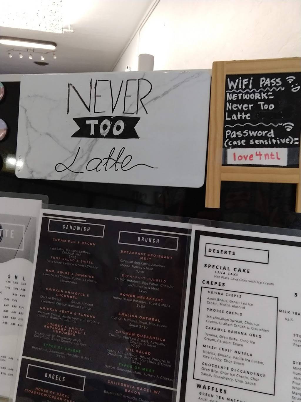 Never Too Latte | 486 San Mateo Ave, San Bruno, CA 94066, USA | Phone: (650) 588-4685