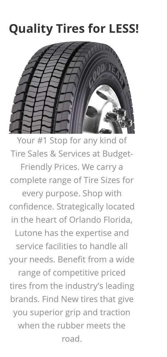 Lutone Truck Tires | 203 W Taft Vineland Rd, Orlando, FL 32824, USA | Phone: (407) 655-7693