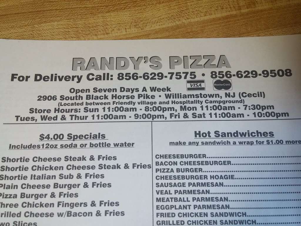 Randys Pizza | 2906 S Black Horse Pike, Williamstown, NJ 08094, USA | Phone: (856) 629-7575