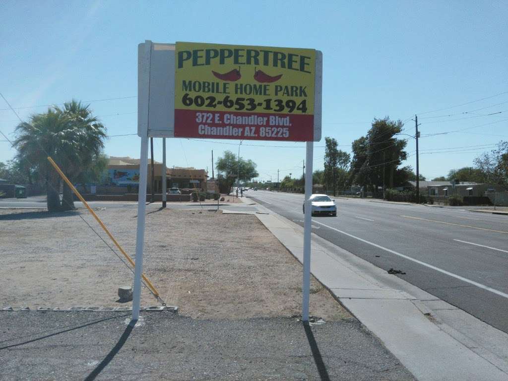 Peppertree Mobile Home Park | 372 E Chandler Blvd, Chandler, AZ 85225, USA | Phone: (602) 653-1394