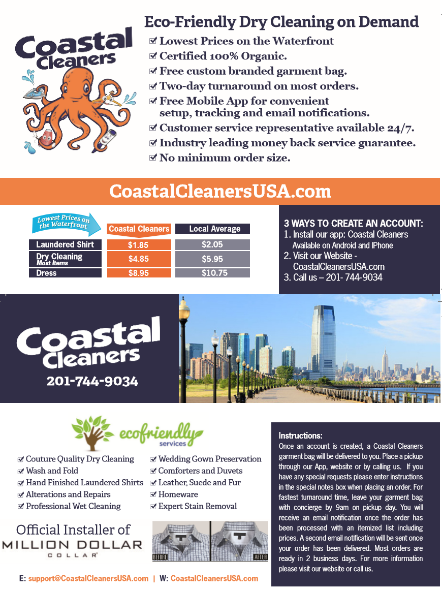 Coastal Cleaners | 1125 Maxwell Ln, Hoboken, NJ 07030, USA | Phone: (201) 744-9034