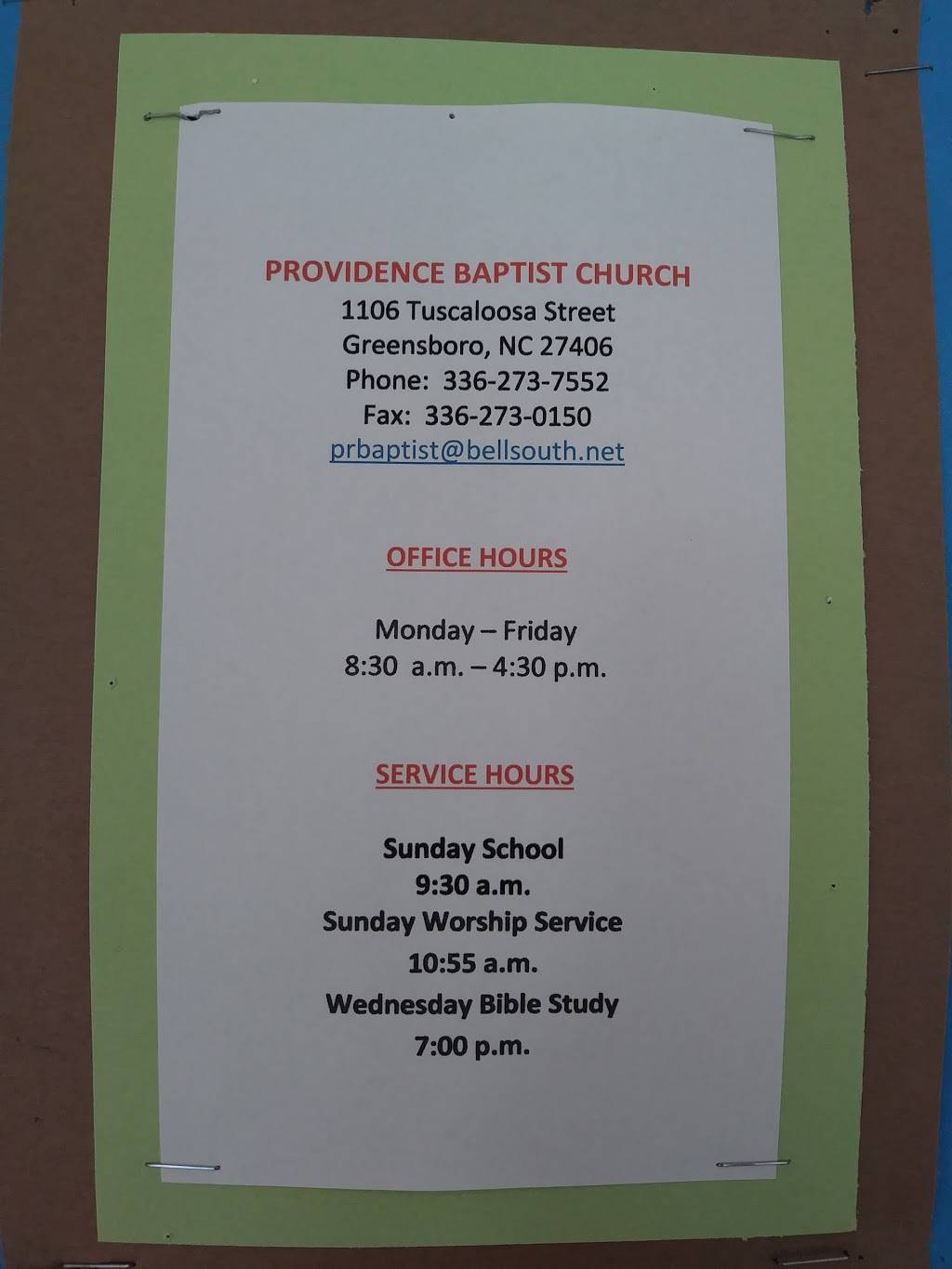 Providence Baptist Church | 1106 Tuscaloosa St, Greensboro, NC 27406, USA | Phone: (336) 273-7552