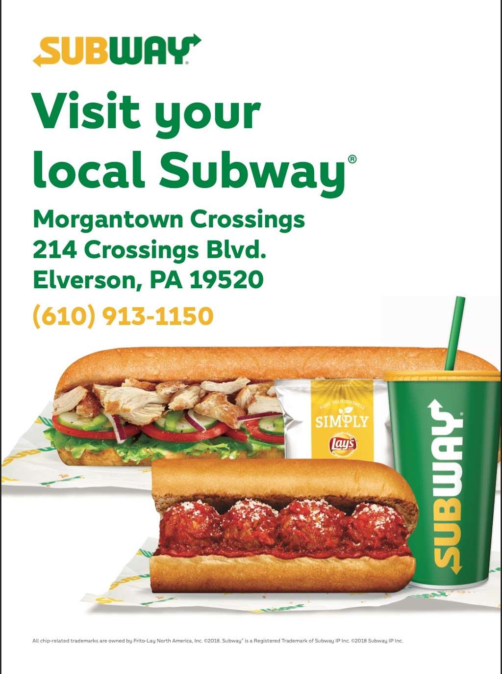 Subway Restaurants | 214 Crossings Blvd, Elverson, PA 19520 | Phone: (610) 913-1150