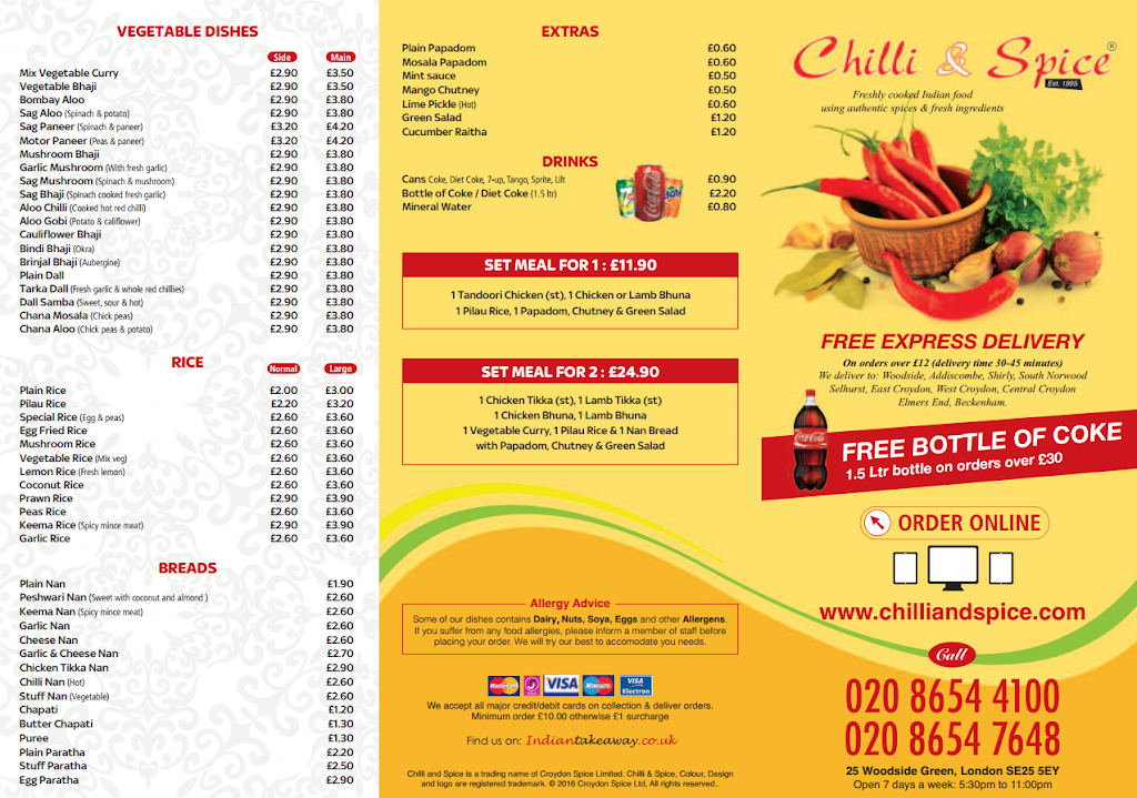 Indian Takeaway Croydon | 25 Woodside Ave, London, Croydon, South Norwood SE25 5NY, UK | Phone: 020 3129 3558