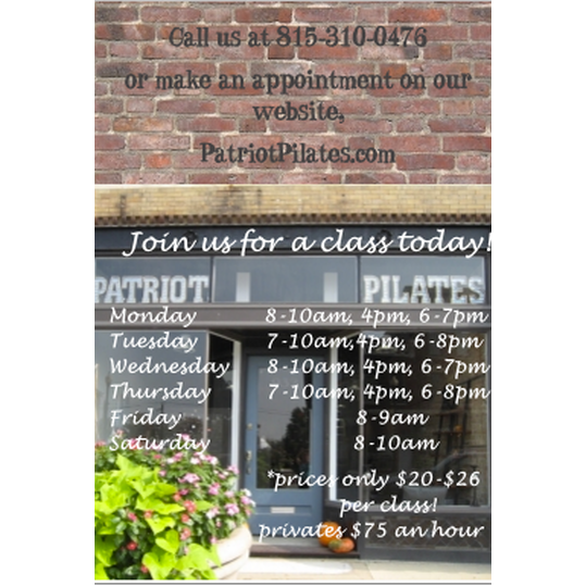 Patriot Pilates | 610 Maryknoll Dr, Lockport, IL 60441 | Phone: (815) 310-0476