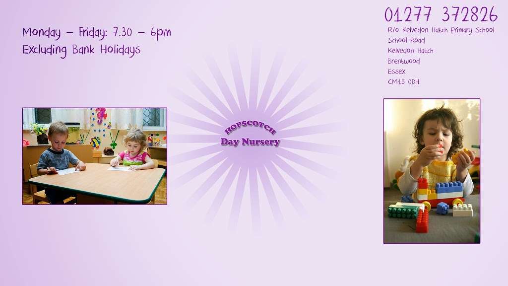 Hopscotch Day Nursery | Hopscotch Nursery/School Rd, Kelvedon Hatch, Brentwood CM15 0DH, UK | Phone: 01277 372826