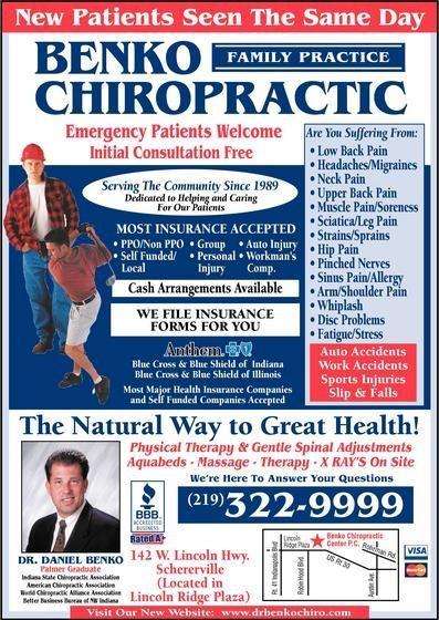 Benko Chiropractic PC | 142 W Lincoln Hwy, Schererville, IN 46375 | Phone: (219) 322-9999