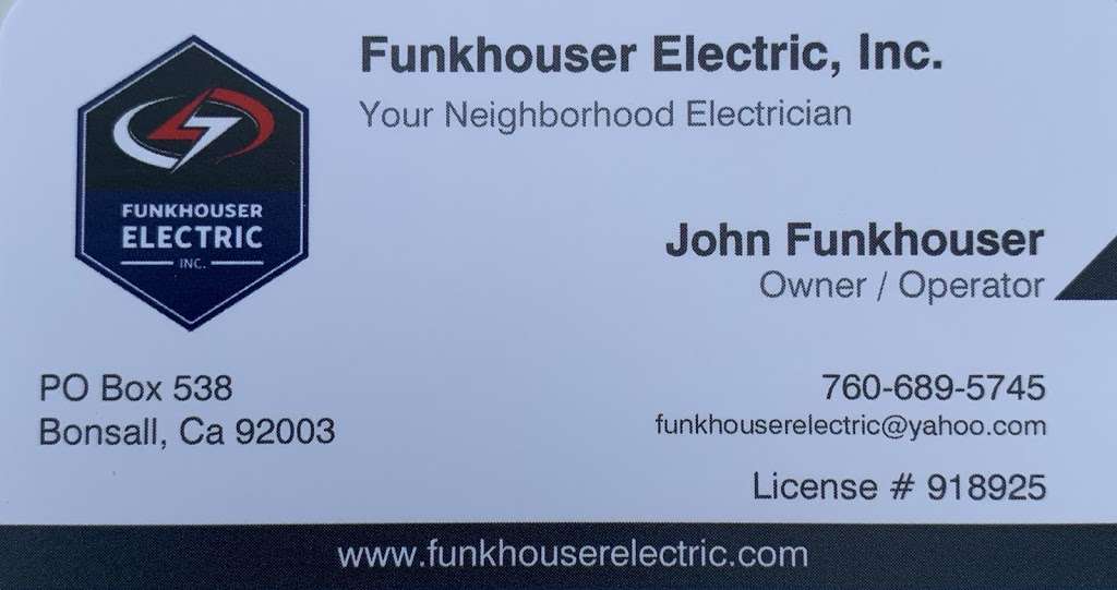 Funkhouser Electric | 38590 Dos Cameos Dr, Fallbrook, CA 92028, USA | Phone: (760) 689-5745