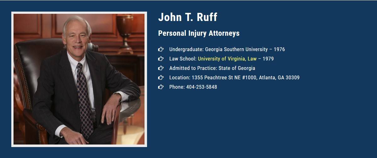 John T Ruff Injury Attorney | 1355 W Peachtree St NE Suite 1000, Atlanta, GA 30309, United States | Phone: (404) 253-5848