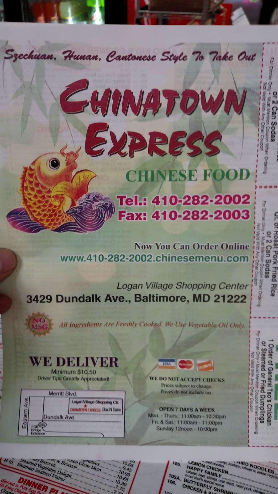 Chinatown Express | 3429 Dundalk Ave, Baltimore, MD 21222, USA | Phone: (410) 282-2002