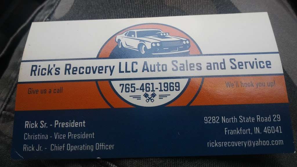 Ricks Recovery LLC | 9282 North, IN-29, Frankfort, IN 46041 | Phone: (765) 461-1969