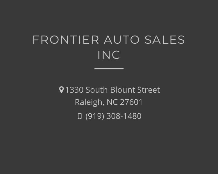 Frontier auto sales inc | 1330 S Blount St, Raleigh, NC 27601, USA | Phone: (919) 308-1480