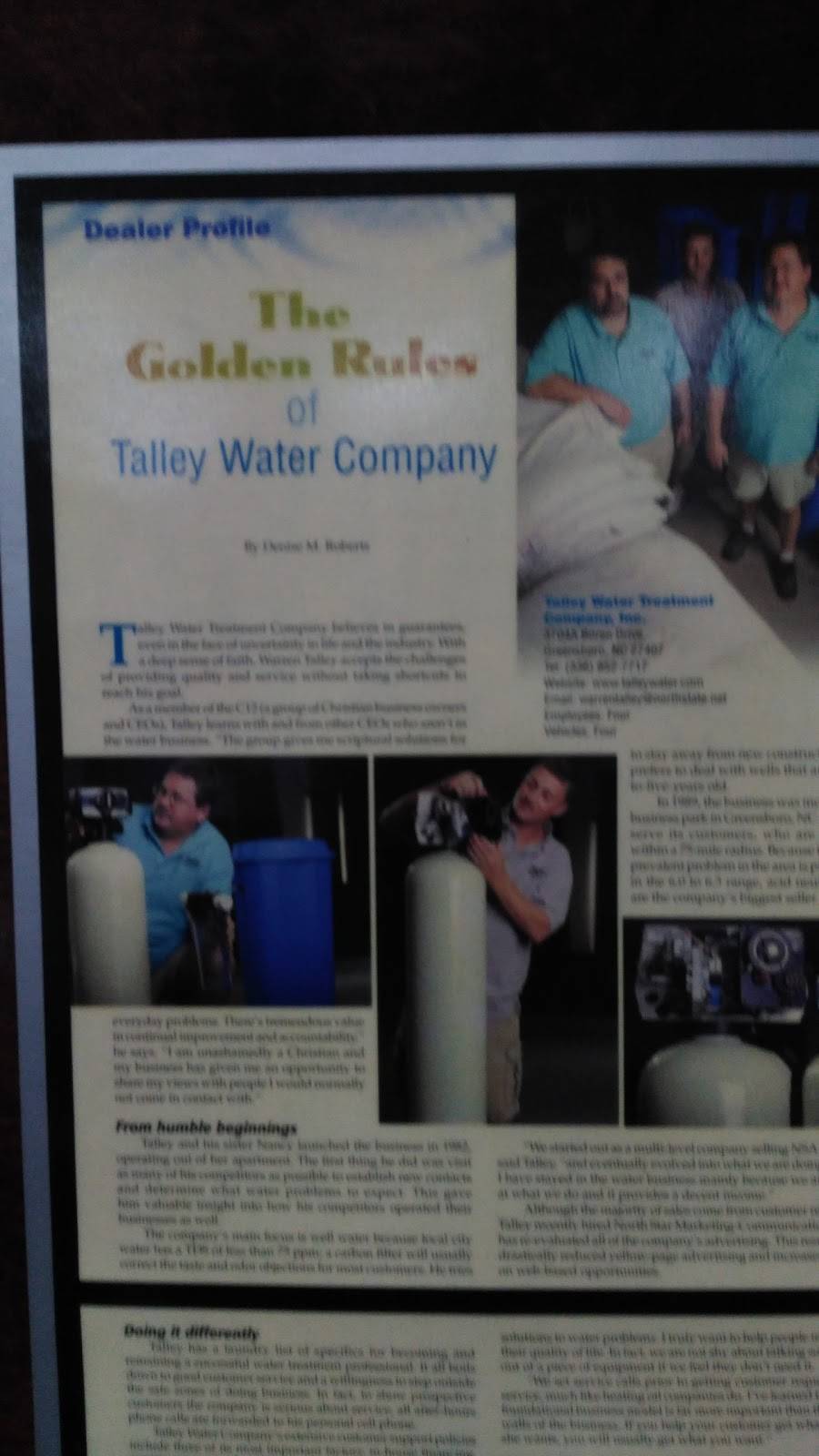 Talley Water Treatment Company | 3704-A, Boren Dr, Greensboro, NC 27407 | Phone: (336) 852-7717