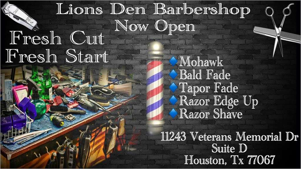 Lions Den Barbershop | 11243 Veterans Memorial Dr Suite D, Houston, TX 77067, USA