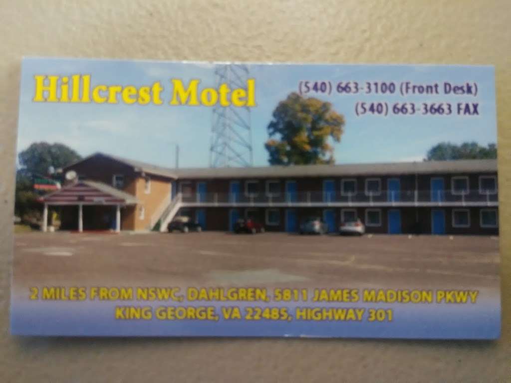 Hillcrest Motel | 5811 James Madison Pkwy, King George, VA 22485, USA | Phone: (540) 663-3100