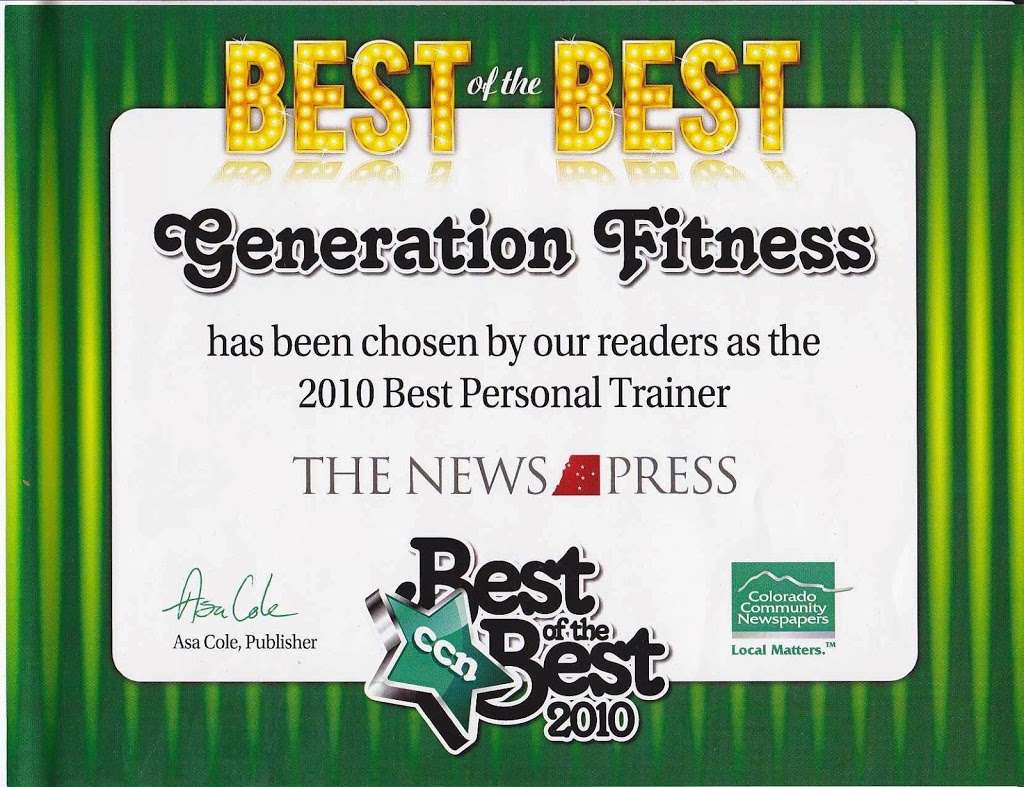 Generation Fitness | 303 N Ridge Rd, Castle Rock, CO 80104, USA | Phone: (303) 660-2291
