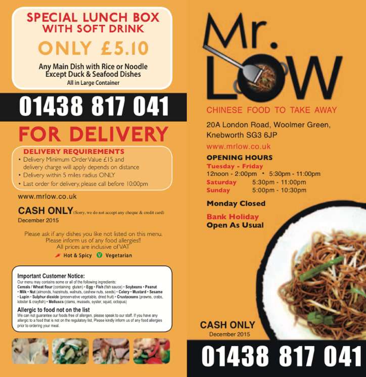 Mr Low | 20a London Rd, Woolmer Green, Knebworth SG3 6JP, UK | Phone: 01438 817041