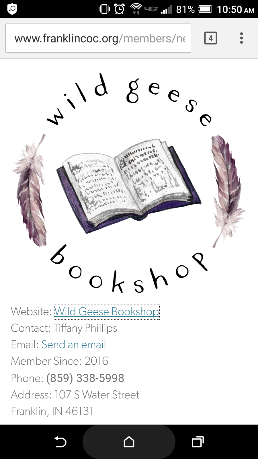 Wild Geese Bookshop | 107 S Water St, Franklin, IN 46131, USA | Phone: (317) 494-6545