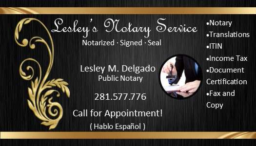 Lesleys Title & Notary Service | 19073 Timberland Blvd, Porter, TX 77365, USA | Phone: (281) 577-7767