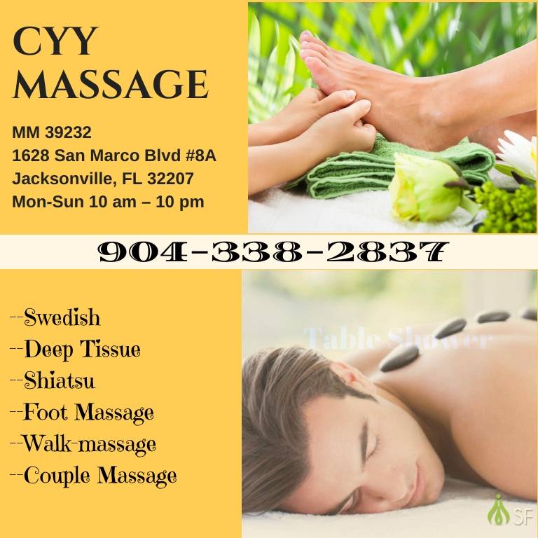 Cyy Massage | 1628 San Marco Blvd #8a, Jacksonville, FL 32207, USA | Phone: (904) 338-2837