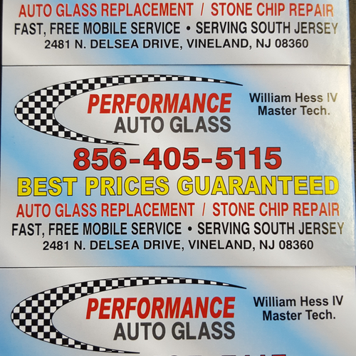 Performance Auto glass | 2481 N Delsea Dr, Vineland, NJ 08360, USA | Phone: (856) 405-5115