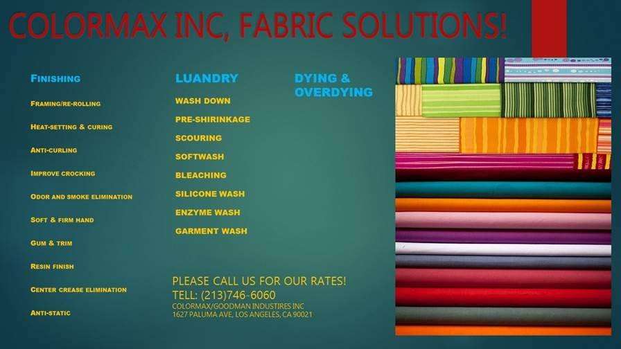 Colormax Industries (Garment & Fabric Laundry) | 1627 Paloma St, Los Angeles, CA 90021, USA | Phone: (213) 746-6060