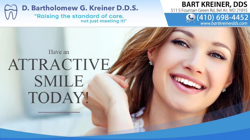 D. Bartholomew G. Kreiner D.D.S | 511 S Fountain Green Rd, Bel Air, MD 21015, United States | Phone: (410) 983-6775