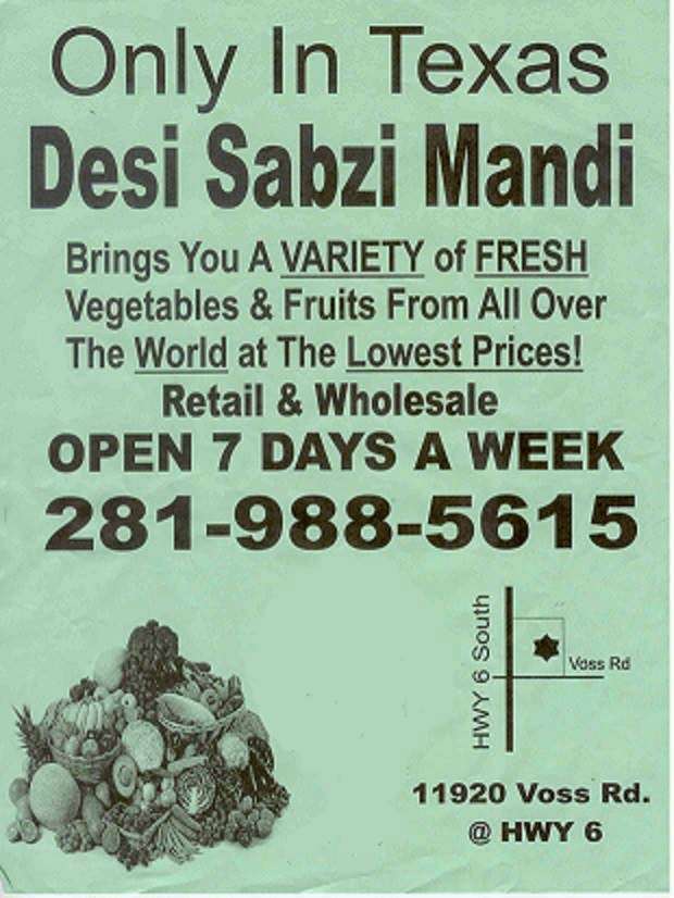 Desi Sabzi Mandi | 11920 S Texas 6 #600, Sugar Land, TX 77498, USA | Phone: (281) 988-5615