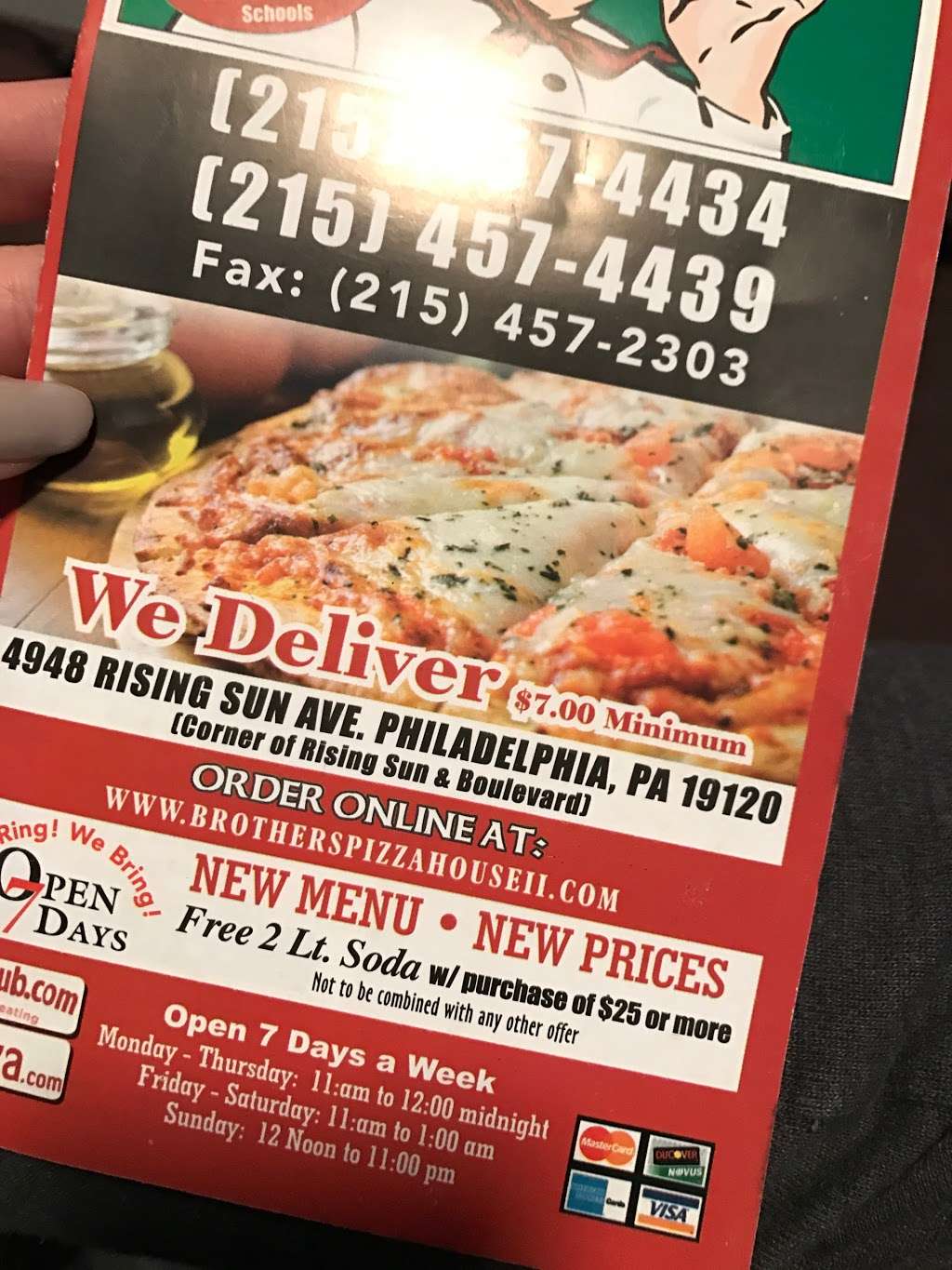 Brothers pizza House II | 3534, 4948 Rising Sun Ave, Philadelphia, PA 19120 | Phone: (215) 457-4434