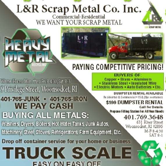 L & R Scrap Metal Co. | 631 River St, Woonsocket, RI 02895 | Phone: (401) 769-3648