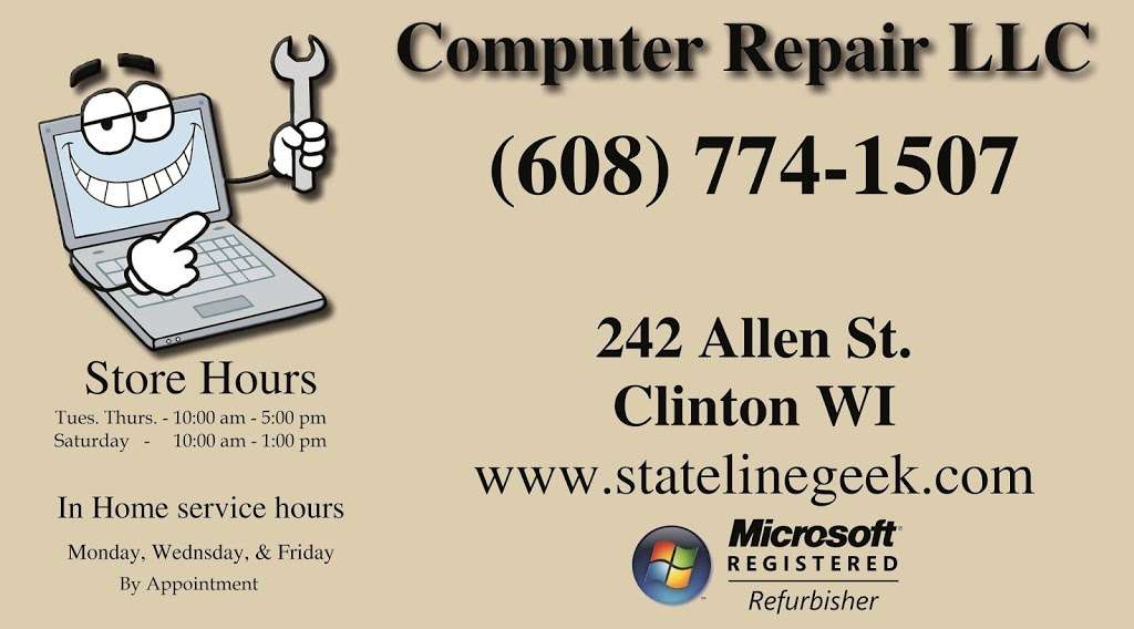 Computer Repair LLC | 242 Allen St, Clinton, WI 53525, USA | Phone: (608) 774-1507