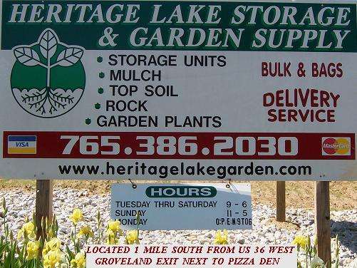 heritage lake storage & garden supply - mulch/rock/soils on loca | 7225 E Co Rd 600 N, Bainbridge, IN 46105, USA | Phone: (765) 386-2030