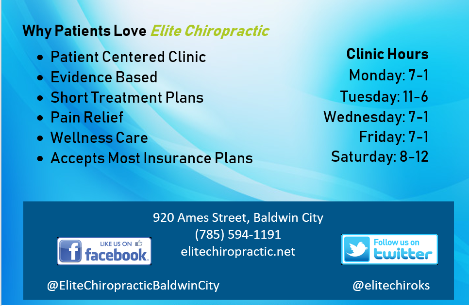 Elite Chiropractic | 920 Ames St, Baldwin City, KS 66006, USA | Phone: (785) 594-1191