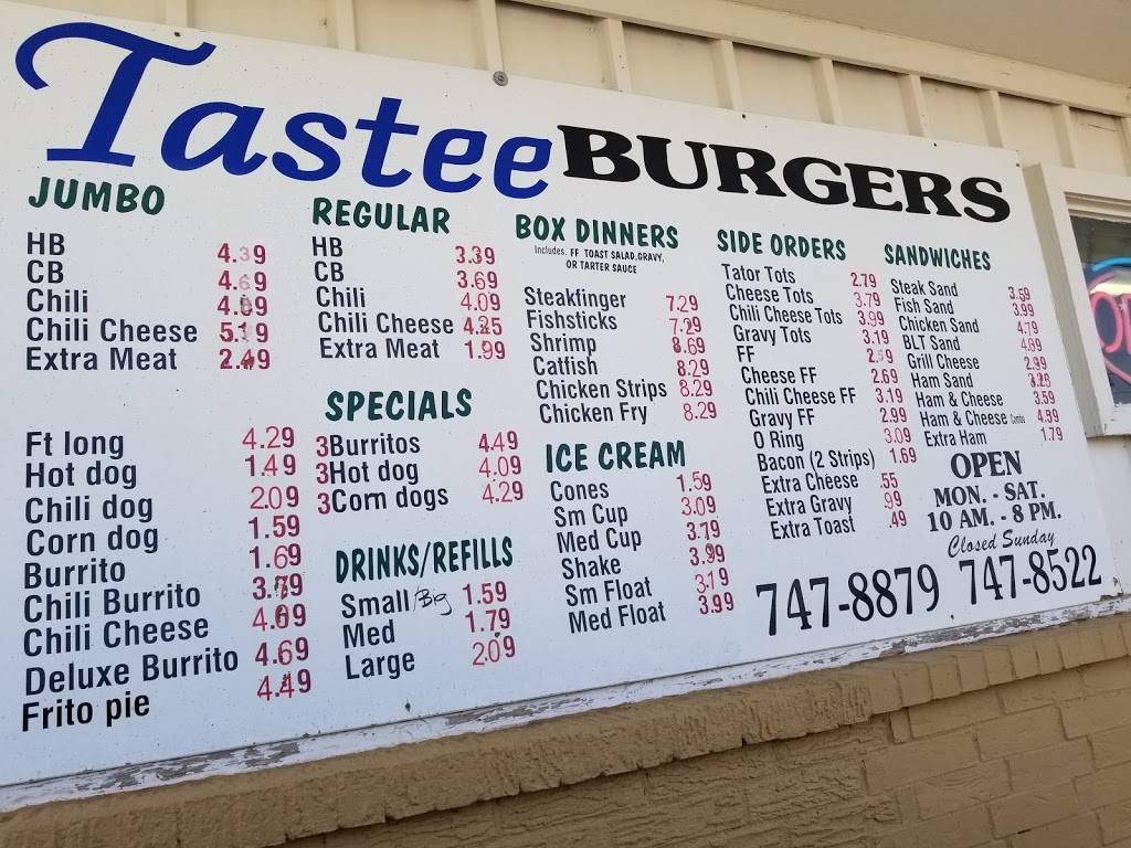 Tastee Burgers | 2434 Clovis Rd, Lubbock, TX 79415, USA | Phone: (806) 747-8522