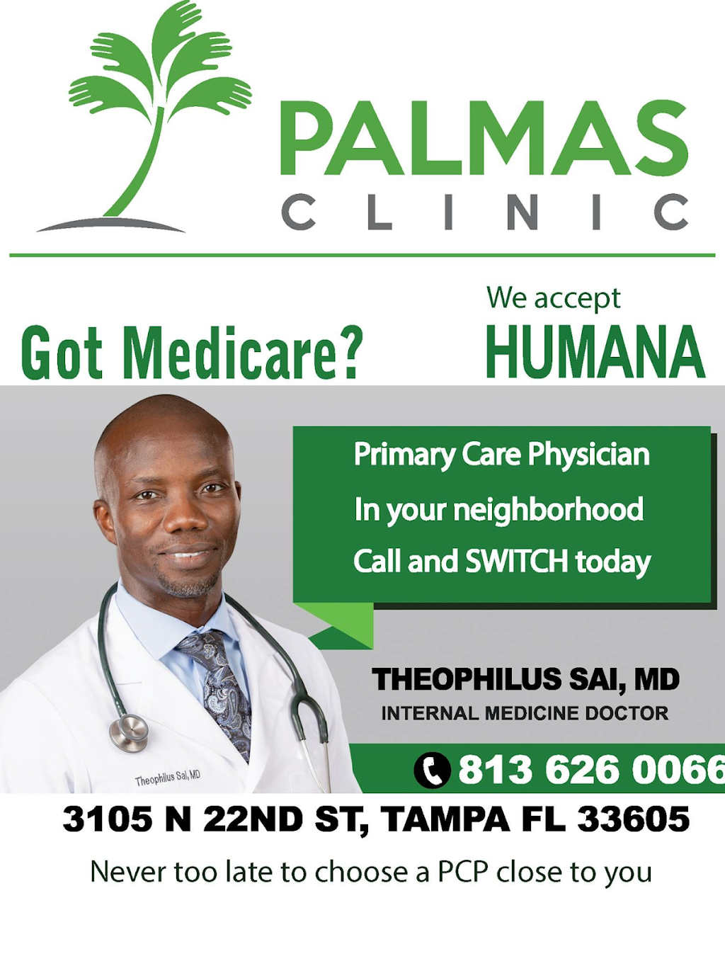 Palmas Clinic Ybor - Dr. Theophilus Sai | 3105 N 22nd St, Tampa, FL 33605 | Phone: (813) 626-0066