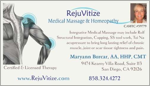 RejuVitize - Integrative Medical Massage | 9474 Kearny Villa Rd #113, San Diego, CA 92126, USA | Phone: (858) 324-4272