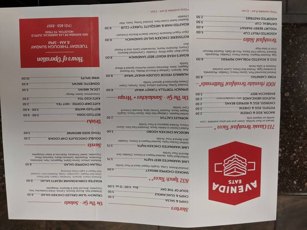 Avenida Eats | 1001 Avenida De Las Americas, Houston, TX 77010, USA | Phone: (713) 853-8357