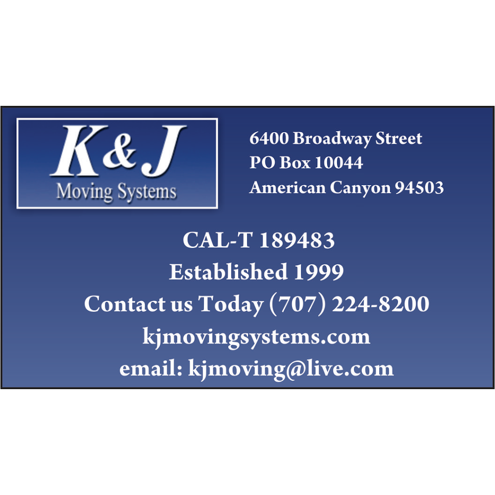 K & J MOVING SYSTEMS | 6400 Broadway St, American Canyon, CA 94503, USA | Phone: (707) 224-8200