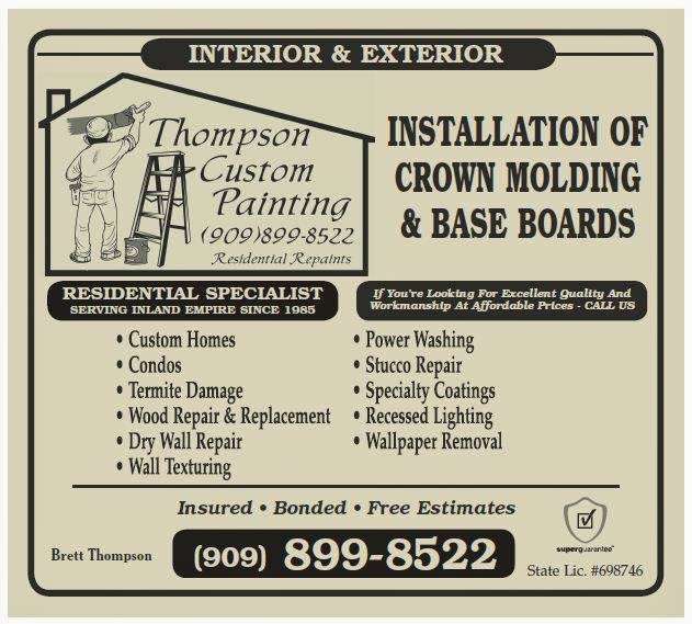 Thompson Custom Painting | 5912 Half Dome Dr, Fontana, CA 92336, USA | Phone: (909) 899-8522
