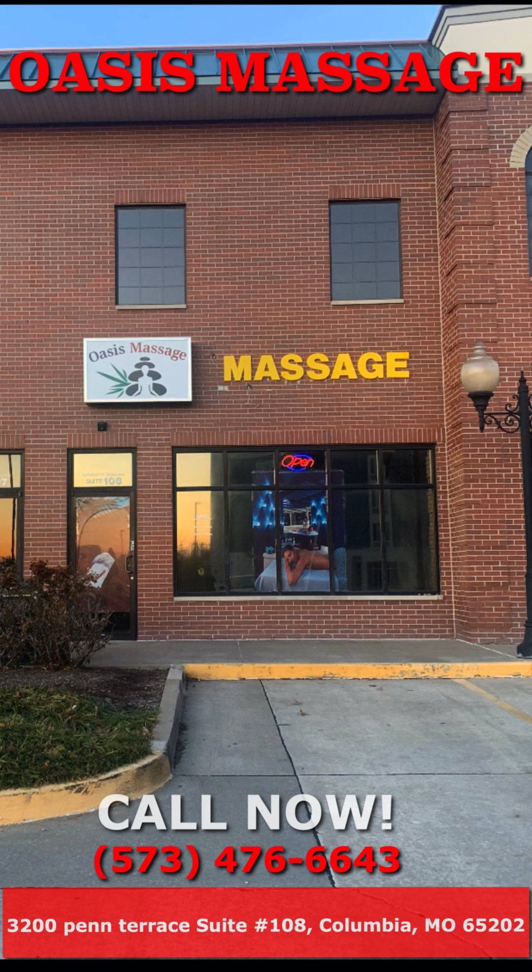 Oasis Massage | 3200 Penn Terrace Suite #108, Columbia, MO 65202, United States | Phone: (573) 476-6643