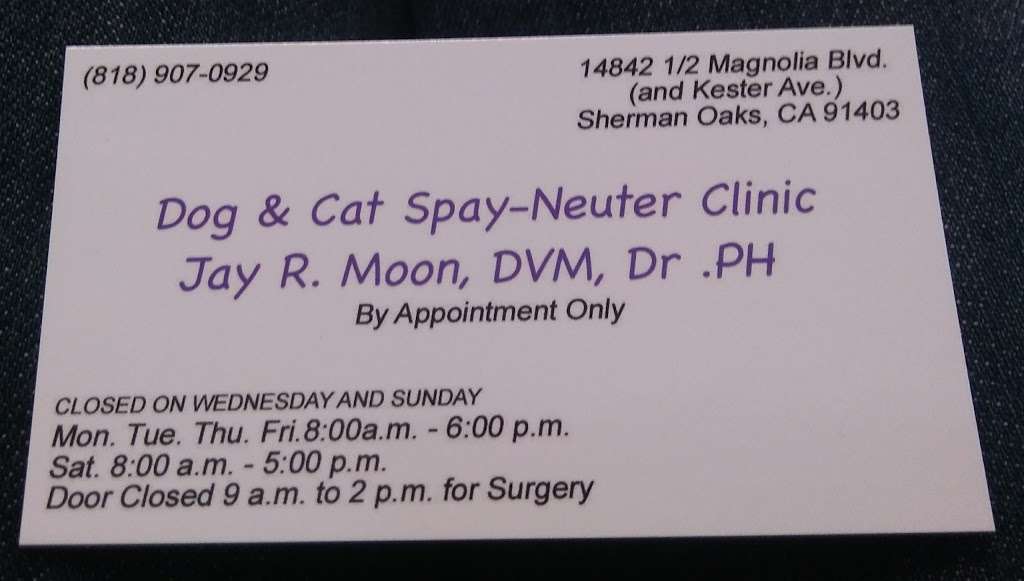 Dog & Cat Spay Neuter Clinic | 14842 W Magnolia Blvd, Sherman Oaks, CA 91403, USA | Phone: (818) 907-0929
