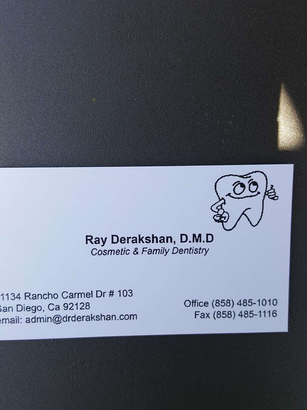 Dr. Ray Derakshan, DMD | 11134 Rancho Carmel Dr, San Diego, CA 92128 | Phone: (858) 485-1010