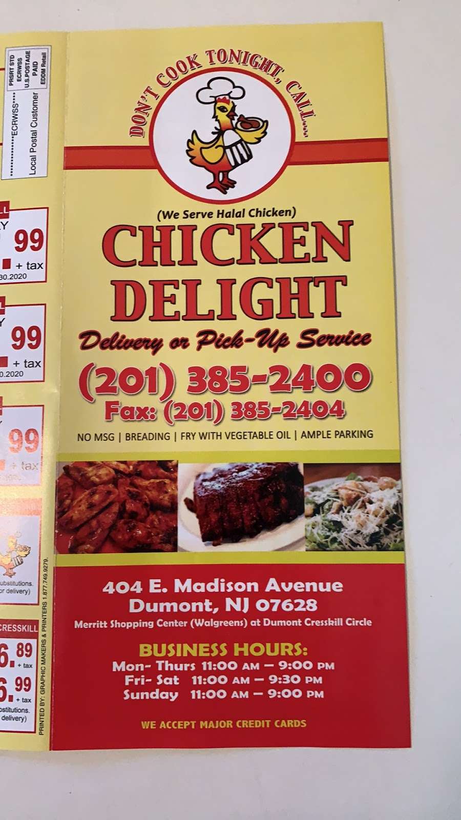 Chicken Delight | 404 E Madison Ave, Dumont, NJ 07628, USA | Phone: (201) 385-2400