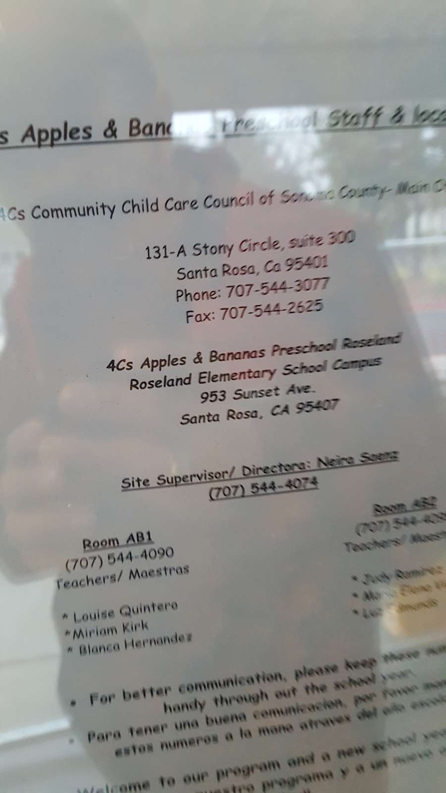 4Cs Apples & Bananas Roseland Pre-school | 953 Sunset Ave, Santa Rosa, CA 95407, USA | Phone: (707) 544-4074